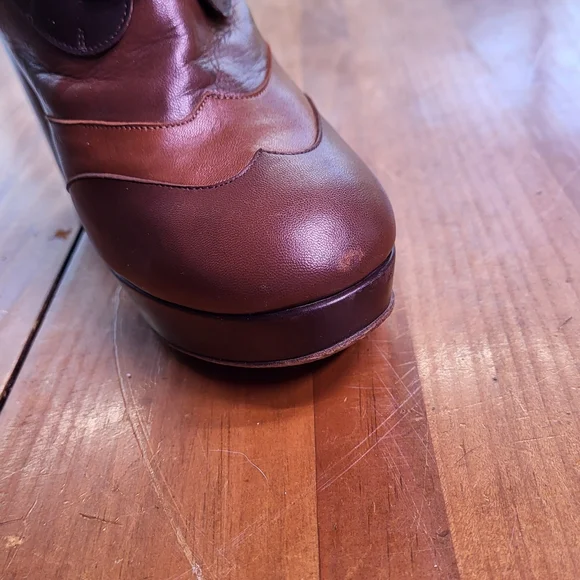 Bally Leather Platform Lace-Up Over the Knee Boots 7.5 - Picture 8 of 14